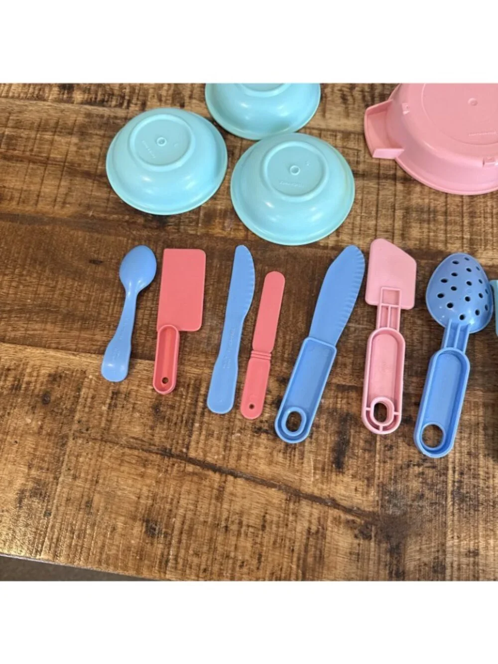 VTG Fisher Price Fun With Food Dishes Utensils Bowls Cookware Pots Pans Lot 16pc